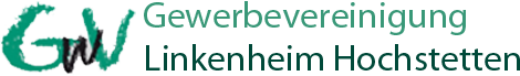 Logo der Gewerbevereinigung Linkenheim-Hochstetten mit dem Schriftzug "GW" und dem Namen der Vereinigung.